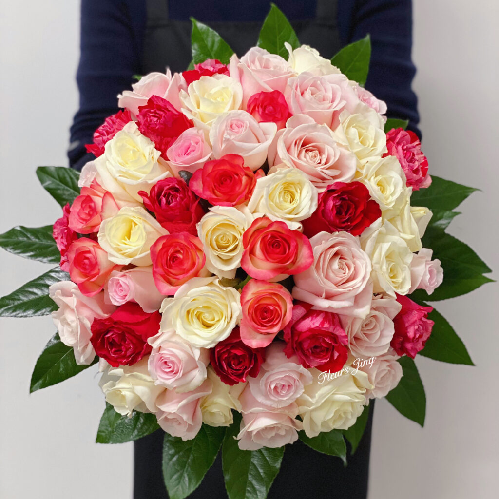 bouquets roses ronds