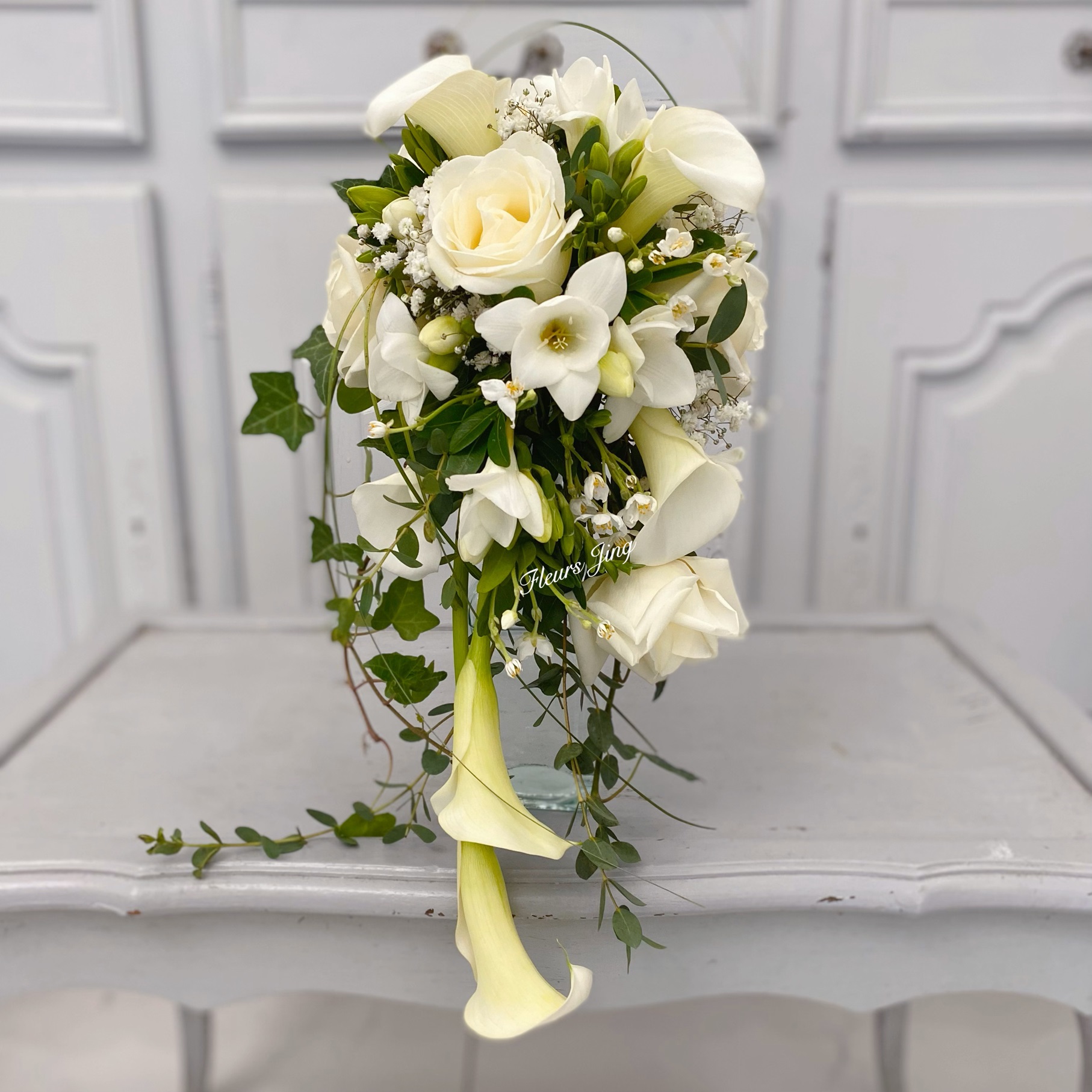 bouquet mariée calla roses blanc