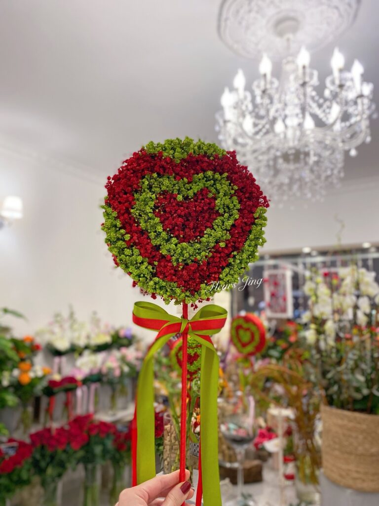 gypsophile sucette rond tricolor rouge vert